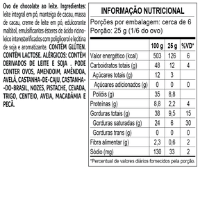 Ovo de Páscoa laCreme ao Leite Zero Adição de Açúcar 180g