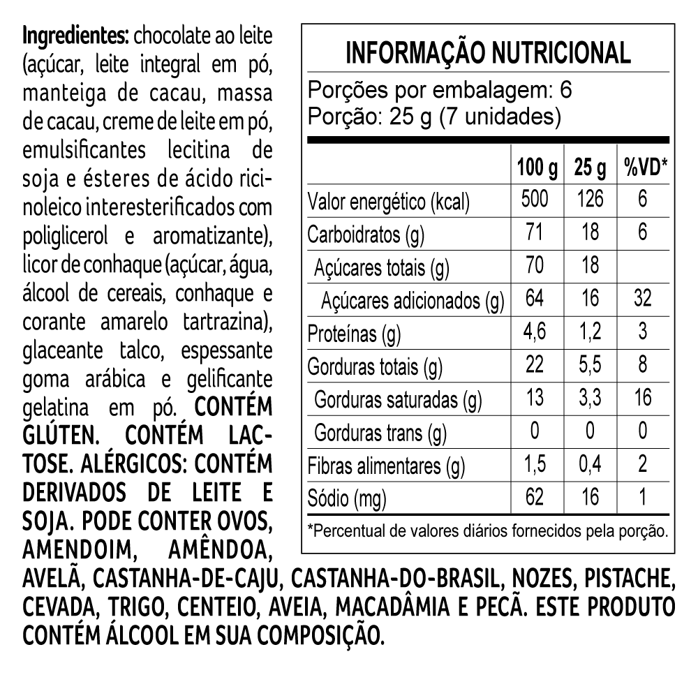 Drageados Clássicos ao Leite com Licor 150g