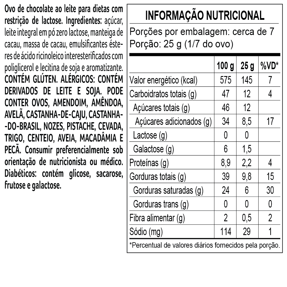 Ovo de Páscoa laCreme ao Leite Zero Lactose 180g