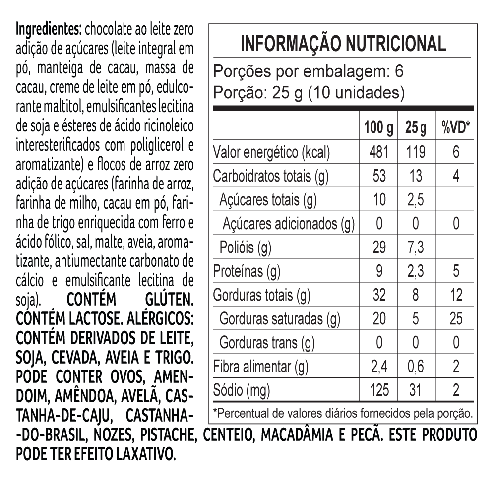 Drageado Bytes ao Leite Zero Adição de Açúcar 150g