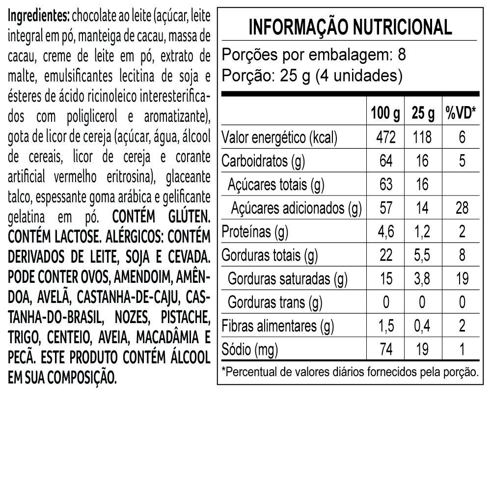 Drageados ao Leite com Licor de Cereja 200g