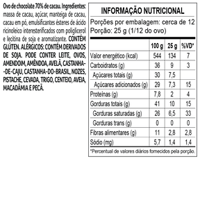 Ovo de Páscoa Bendito Cacao Chocolate 70% 348g