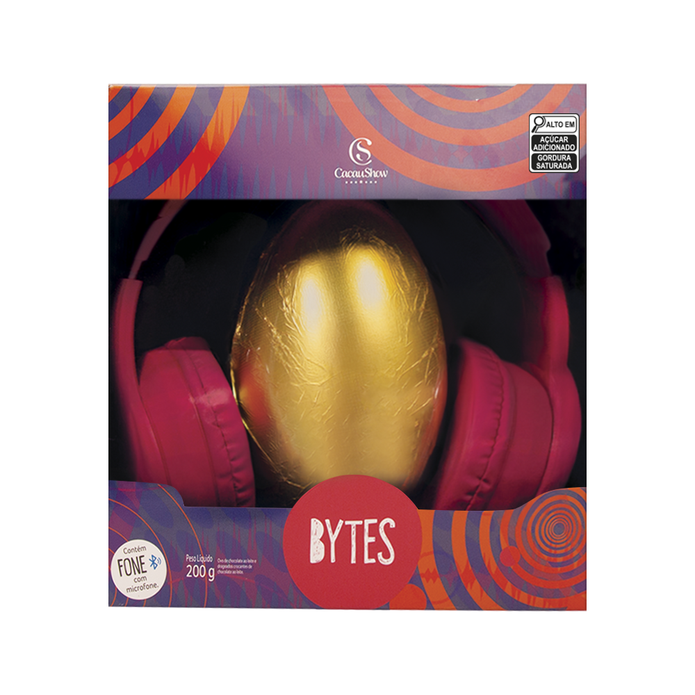 Ovo de Páscoa ao Leite Bytes Fone Rosa 200g